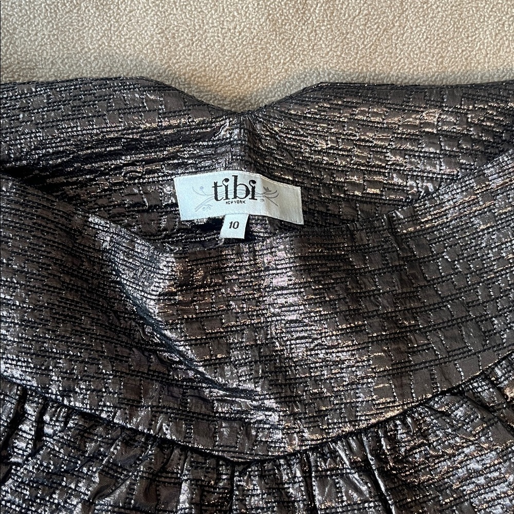 Tibi Metallic Bronze Mini Skirt 10 - Picture 3 of 6